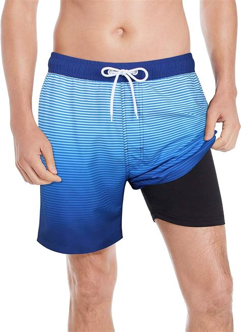 Qranss Mens Swim Trunks Compression Liner Quick Dry 5 5 Swimwear Swim Shorts With