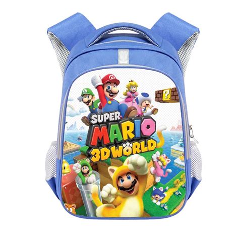 Super Mario 16 Kids School Book Travel Bag Backpack Blue 02