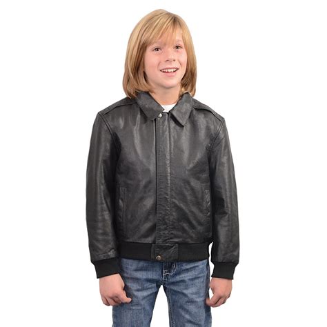 Milwaukee Leather Lkk1930 Youth Size Black Leather Bomber Jacket Large
