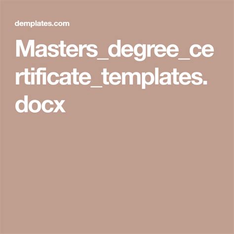 Masters Degree Certificate Template Best Creative Template Design