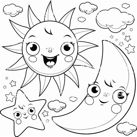 Sun And Moon Coloring Pages For Kids Coloring Pages