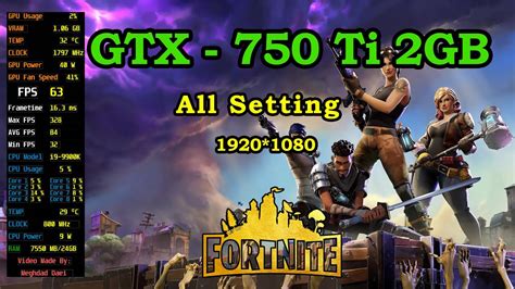Fortnite Gtx 750 Ti 2gb All Setting Fps And Gameplay And Benchmark 1080