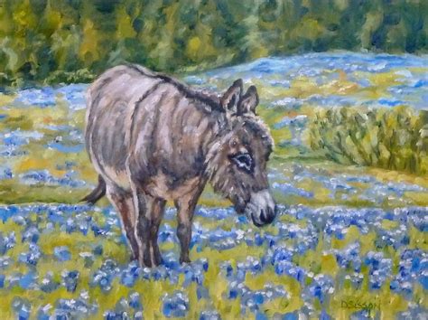 Daily Painting Projects Donkey In Bluebonnets Oil Painting Animal
