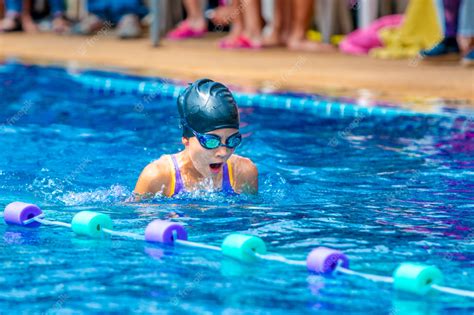 Premium Photo Young Girl Swimmers Practicing Lap Swimming