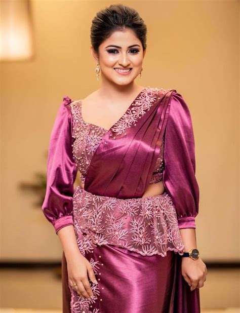 Maneesha Chanchala Satin Silk Kandyan Saree Blouse Casual Fashion