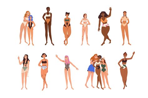 Diverse Body Positive Women Set People Illustrations ~ Creative Market