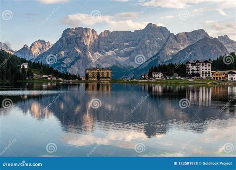 Reflections In Lake Misurina Stock Photo Image Of Blue Outdoor