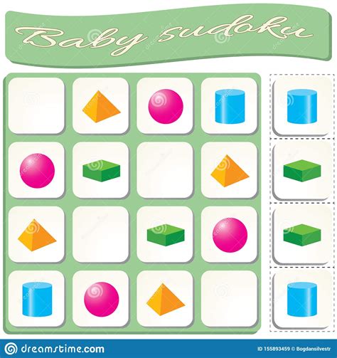 Sudoku For Kids With Colorful Geometric Figures Game For Preschool