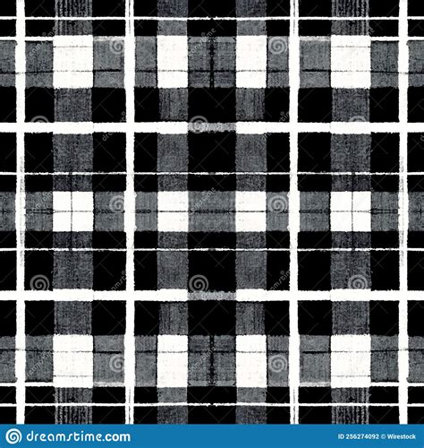 Black And White Tartan Plaid Seamless Pattern Stock Illustration