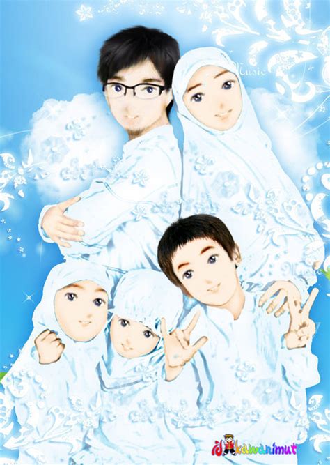 Gambar Keluarga Bahagia Kartun Muslim Bonus