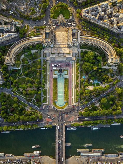 Paris From Above Eiffel Tower And Champs Élysées Are Captured In