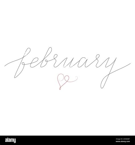 Hand Drawn Lettering Vector February Month February For Calendar Ink