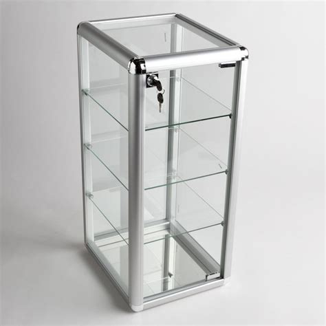 Glass Counter Top Aluminum Frame Display Case With 3 Shelves Aandb