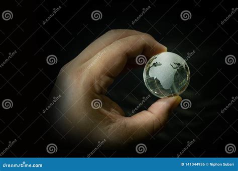 The Glass Ball Planet Earth And Hand Image Stock Photo Image Of