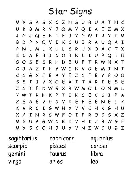 Download Word Search On Zodiac Signs Astrology Word Search Wordmint Word Search Printable