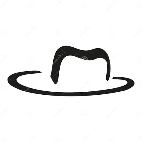 Cowboy Hat Line Art Vector Icon In Black And White Stock Vector