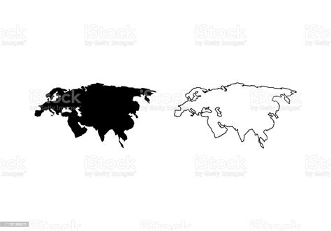 Eurasia Map Flat Simple Black Design Vector Eps10 Stock Illustration
