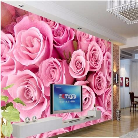Beibehang Large Custom Wallpapers Made Of 3d Stereo Pink Roses Romantic