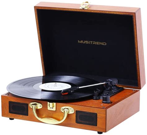 Musitrend Classic Turntable Vinyl Lp 3 Speed Record Player With Built