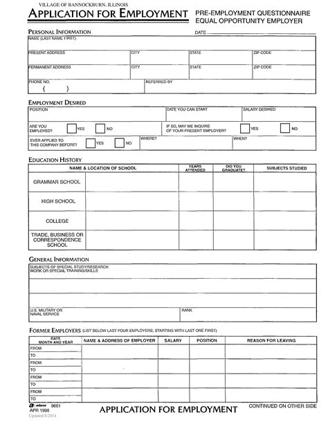 Employment Questionnaire Form ≡ Fill Out Printable PDF Forms Online
