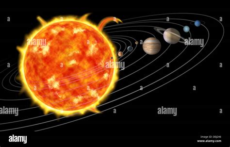 Digital Illustration Of The Sun And Nine Planets Of Our Solar System