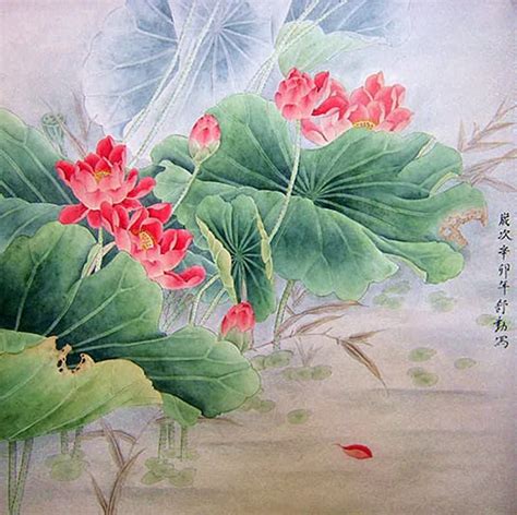 Chinese Lotus Painting Lotus 2405004 66cm X 66cm26〃 X 26〃