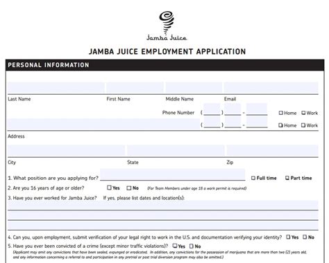 Jamba Juice Employment Application Wikidownload Wikidownload