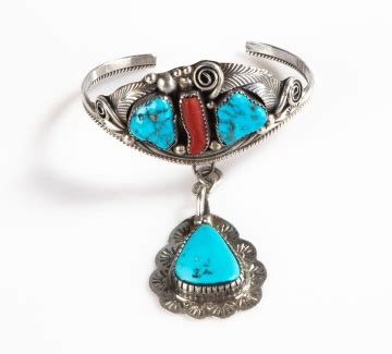 Justin Morris Silver Turquoise Coral Cuff Cottone Auctions