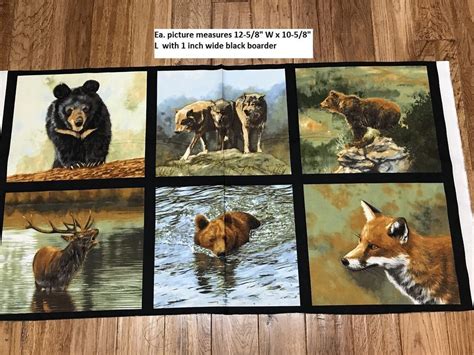Northwoods Nature Studies Wildlife Animals Fabric Panel Bear Wolf Elk