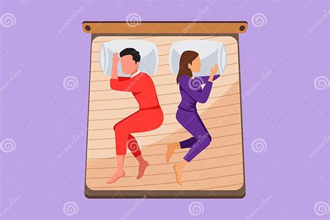 Graphic Flat Design Drawing Man And Woman Sleeping Turn Their Backs On