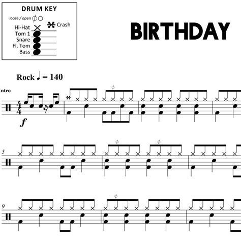 Birthday The Beatles Drum Sheet Music Drums Sheet Drum Sheet