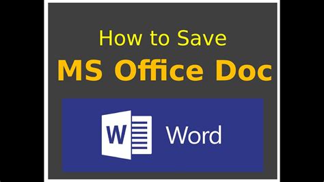 How To Save A Ms Word Document Youtube