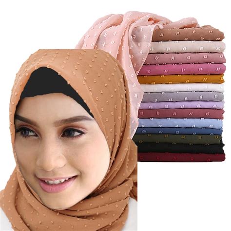 10pc lot pom pom bubble chiffon hijab scarf women long shawl wrap muslim headband maxi islamic