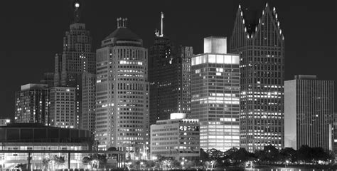 Black And White Night In Detroit Photograph By Frozen In Time Fine Art