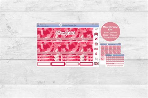 February Monthly Calendar Sticker Kit Budget Sticker Kit B Etsy