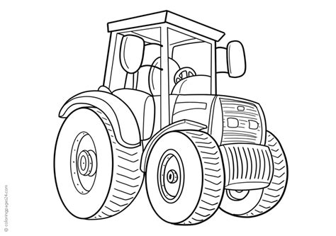 The new 9 series tractors alleviate timing challenges, offering more power, more ballasting options, and more precision than ever before. A tractor with big wheels, without driver | Coloring Pages 24