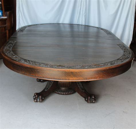 Bargain Johns Antiques Antique Round 54 Oak Dining Table Carved