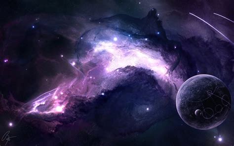 Purple Space Planets Wallpaper For Desktop And Mobiles 1440x900 Hd