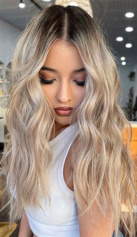 Dirty Blonde Hair Colour Ideas Creamy Beige Blonde With Shadow Roots