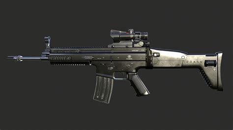 Artstation Fn Scar L Rifle With Trijicon Acog Scope Game Model