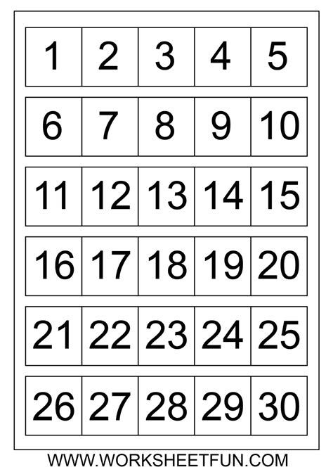 Printable Number Cards 1 31 Calendar Free Calendar Template
