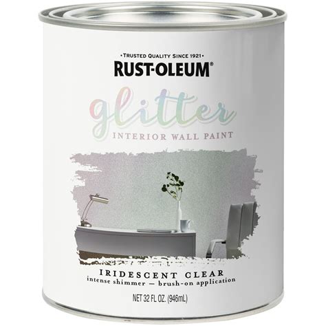 Rust Oleum Glitter Interior Wall Paint 32oz Iridescent Clear Walmart