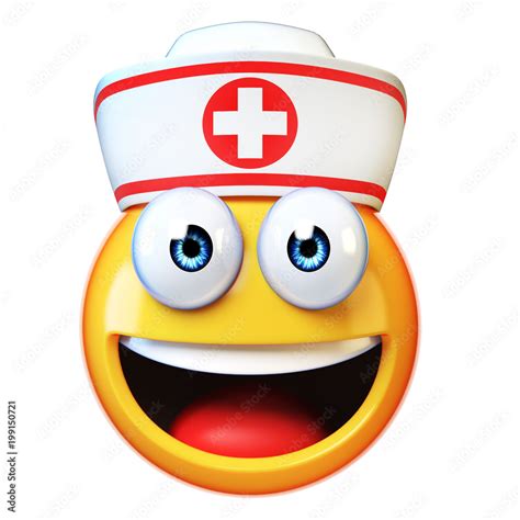 Nurse Emoji Isolated On White Background First Aid Medic Emoticon