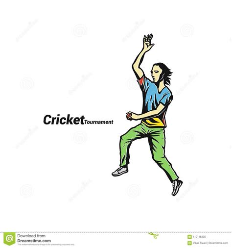 Croquis Dillustration De Vecteur De Joueur De Cricket Illustration De