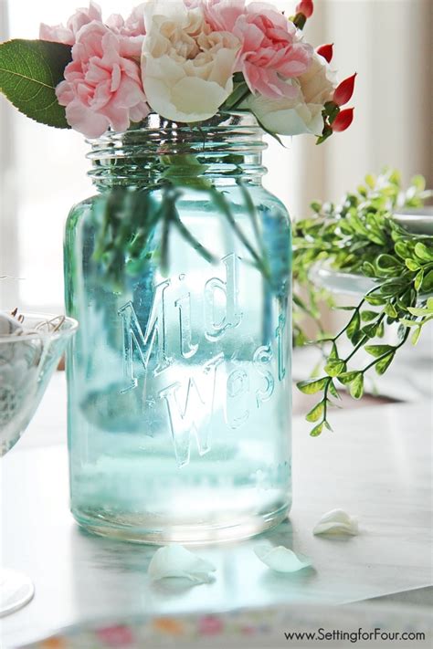 The Easiest Way To Tint Mason Jars Blue Setting For Four