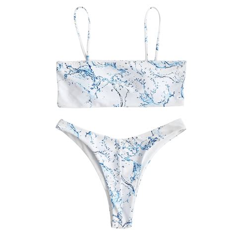 2019 Women Sexy Bikini Set Spaghetti Straps Suit Swimwear Bandeau