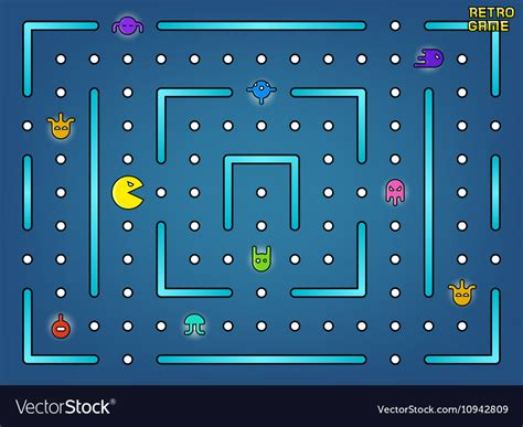 Pacman Like Video Arcade Game With Ghosts Vector Image