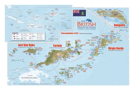 Large Travel Map Of British Virgin Islands British Virgin Islands