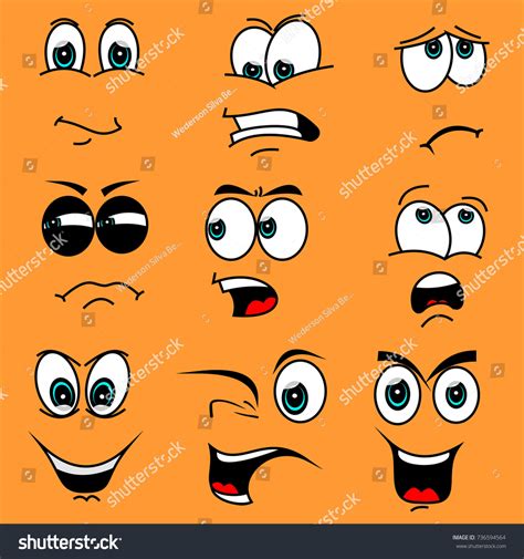 set funny cartoon faces different emotions 库存矢量图（免版税）736594564 shutterstock