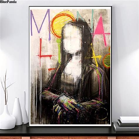 Abstract Mona Lisa Paintings Colorful Graffiti Nordic Style Wall Art